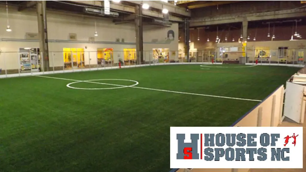 Indoor soccer field at House of Sports NC.